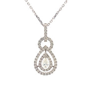 18K White Gold Diamond Pear Drop Pendant
